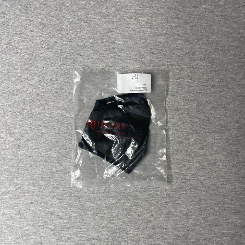 Rutgers University Black Cloth Reusable Face Mask in Sealed Bag